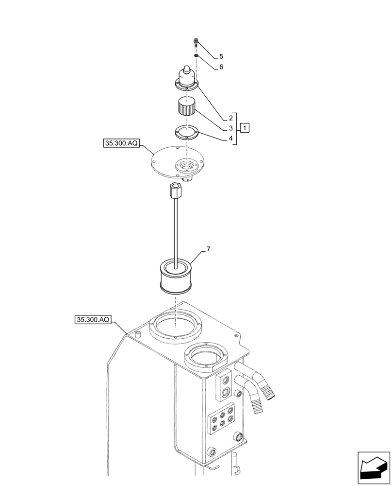 Схема запчастей Case CX160D LC - (35.300.BE) - HYDRAULIC OIL RESERVOIR, BREATHER (35) - HYDRAULIC SYSTEMS