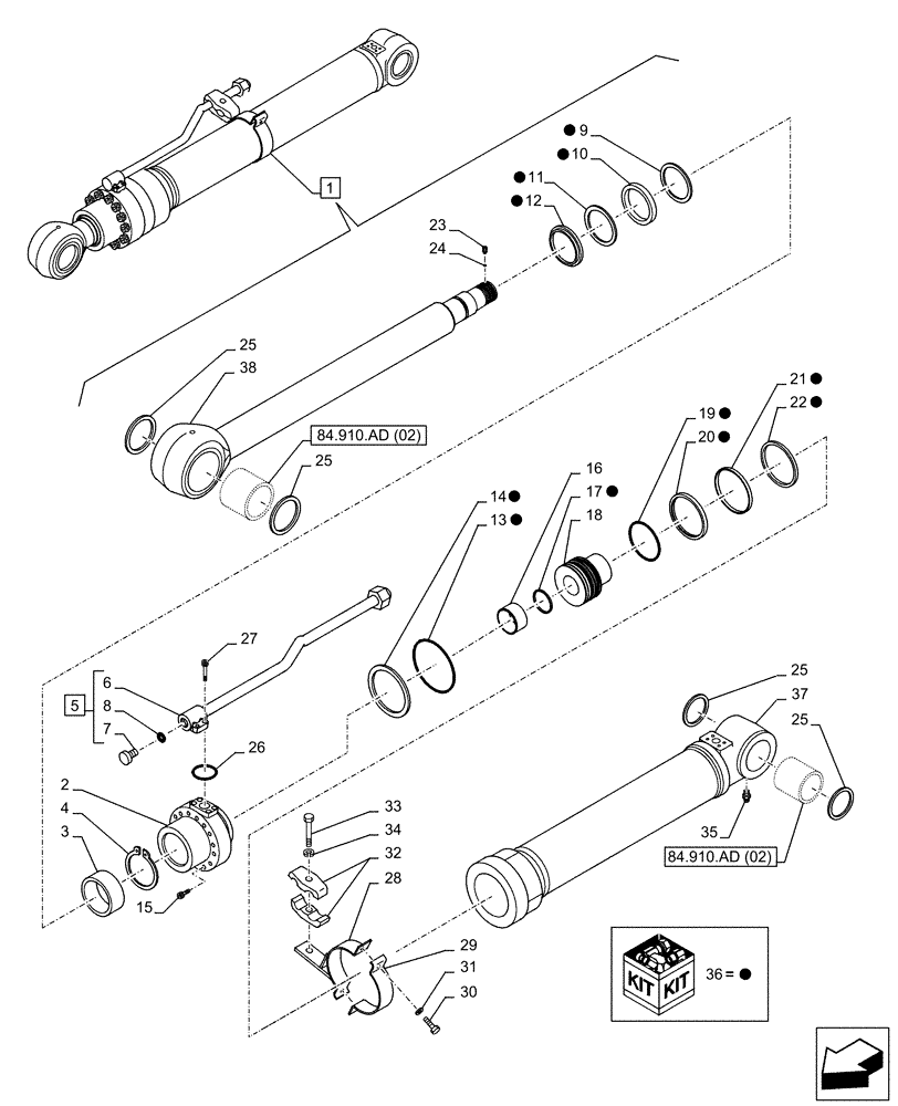 Схема запчастей Case CX130D LC - (35.736.AA[06]) - VAR - 481064 - LIFT CYLINDER, LEFT, SAFETY VALVE, COMPONENTS (35) - HYDRAULIC SYSTEMS