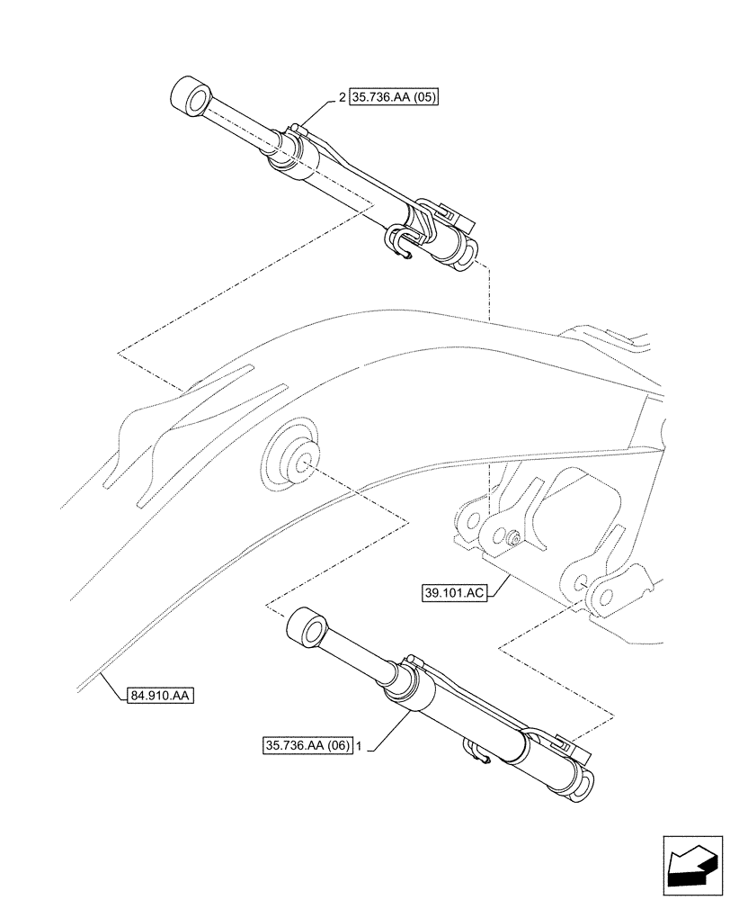 Схема запчастей Case CX160D LC - (35.736.AA[04]) - VAR - 481064 - LIFT CYLINDER, SAFETY VALVE, MOUNTING (35) - HYDRAULIC SYSTEMS