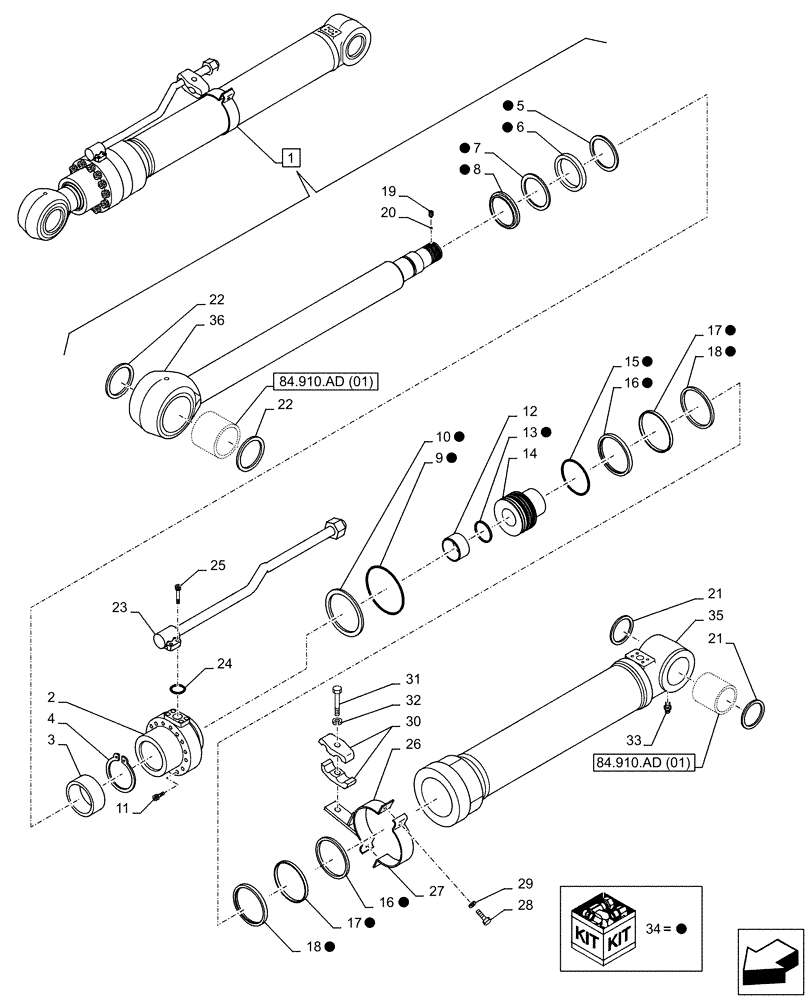 Схема запчастей Case CX160D LC - (35.736.AA[06]) - VAR - 481064 - LIFT CYLINDER, LEFT, SAFETY VALVE, COMPONENTS (35) - HYDRAULIC SYSTEMS