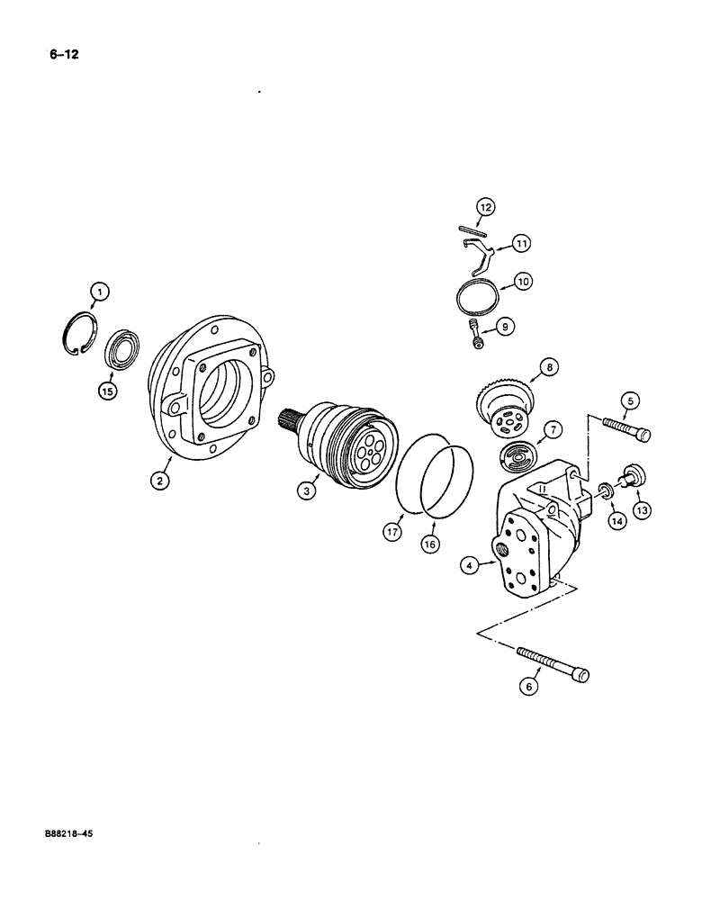 Схема запчастей Case 125B - (6-12) - TRACK DRIVE HYDRAULIC MOTOR, P.I.N. 74880 THROUGH 74963, 21801 THROUGH 21868, 26801 AND AFTER (06) - POWER TRAIN