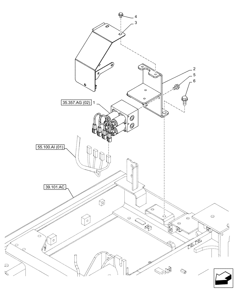 Схема запчастей Case CX160D LC - (35.357.AG[01]) - PILOT VALVE, SOLENOID, BLOCK (35) - HYDRAULIC SYSTEMS