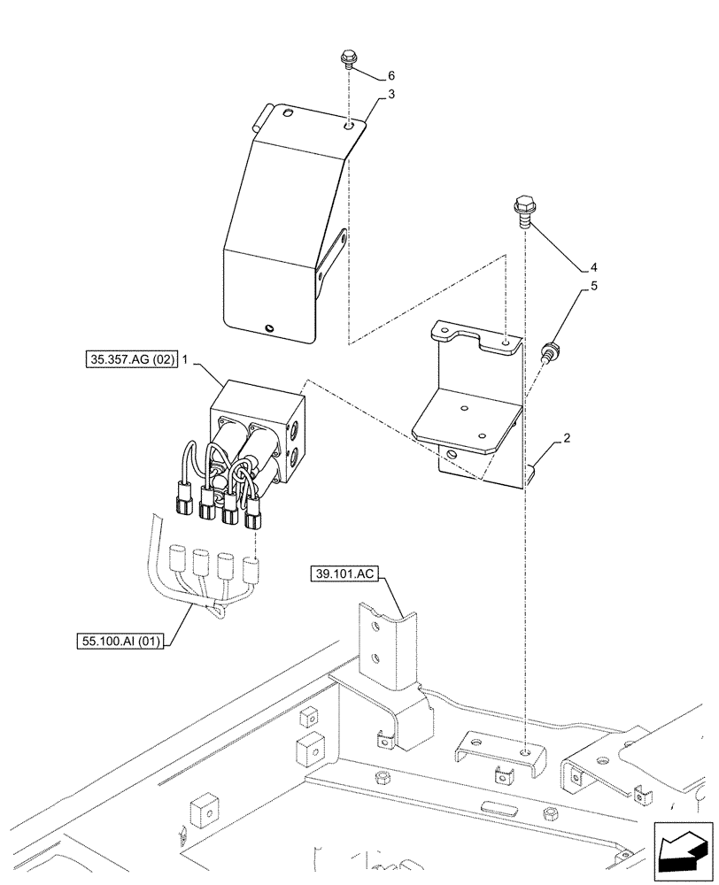 Схема запчастей Case CX130D LC - (35.357.AG[01]) - PILOT VALVE, SOLENOID, BLOCK (35) - HYDRAULIC SYSTEMS