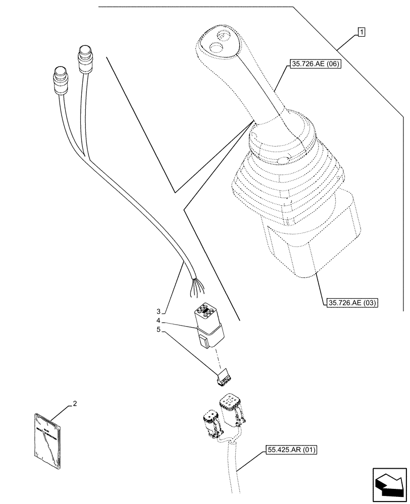 Схема запчастей Case 580SN WT - (88.100.55[02]) - DIA KIT, PILOT CONTROLS, JOYSTICK, SWITCH (88) - ACCESSORIES