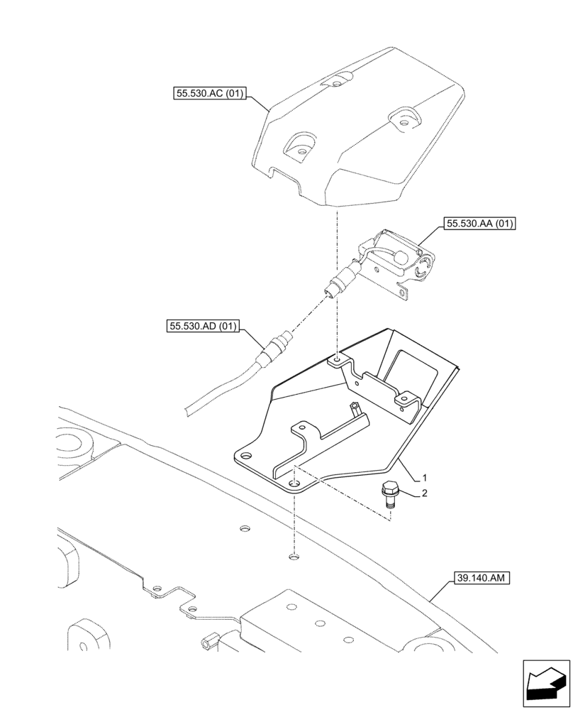 Схема запчастей Case CX160D LC - (55.530.AB[01]) - VAR - 461504, 488037 - REAR VIEW CAMERA, SUPPORT, BRACKET (55) - ELECTRICAL SYSTEMS