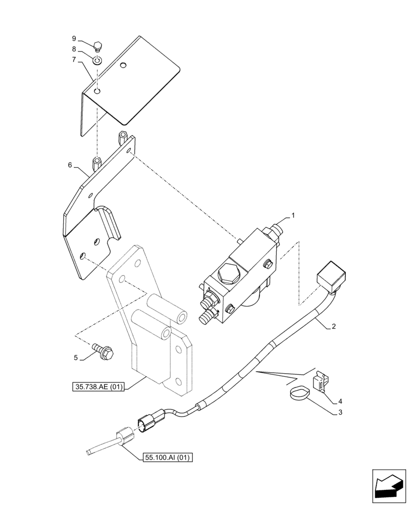 Схема запчастей Case CX160D LC - (35.734.AC) - VAR - 781128 - QUICK COUPLER, SOLENOID VALVE (35) - HYDRAULIC SYSTEMS