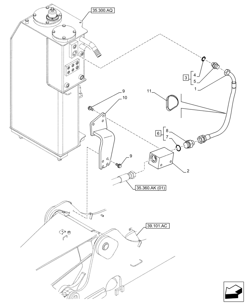 Схема запчастей Case CX160D LC - (35.360.AB[01]) - VAR - 461865 - HAMMER CIRCUIT, LINES, W/ ELECTRICAL PROPORTIONAL CONTROL (35) - HYDRAULIC SYSTEMS