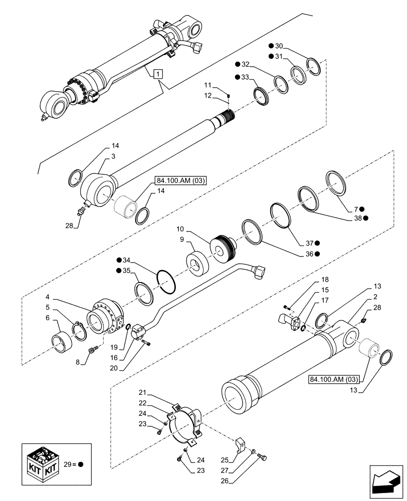 Схема запчастей Case CX130D LC - (35.738.AA[02]) - VAR - 781178, 781174, 461574 - BUCKET CYLINDER, COMPONENTS (35) - HYDRAULIC SYSTEMS