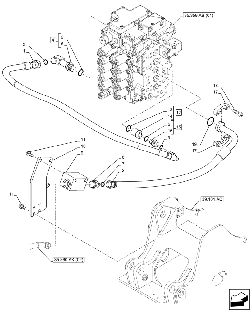 Схема запчастей Case CX130D - (35.360.AB[04]) - VAR - 461871 - HAMMER CIRCUIT, LINES, SHEARS, W/ELECTRICAL PROPORTIONAL CONTROL (35) - HYDRAULIC SYSTEMS