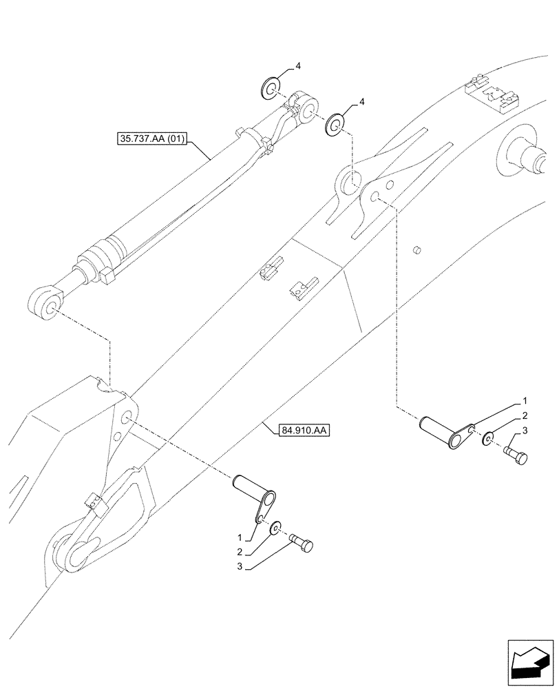 Схема запчастей Case CX160D LC - (84.912.AB) - VAR - 781176, 781178, 481064 - ARM, CYLINDER, PIN, SAFETY VALVE (84) - BOOMS, DIPPERS & BUCKETS