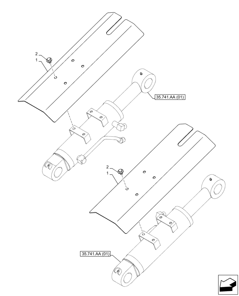 Схема запчастей Case CX130D - (86.110.AH[01]) - COVER, LIFT CYLINDER, BLADE (86) - DOZER