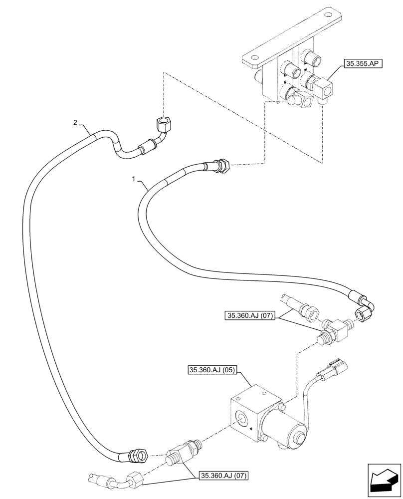 Схема запчастей Case CX130D - (35.360.AJ[08]) - VAR - 461871 - HAMMER, SHEARS, SOLENOID VALVE, LINES, W/ ELECTRICAL PROPORTIONAL CONTROL (35) - HYDRAULIC SYSTEMS