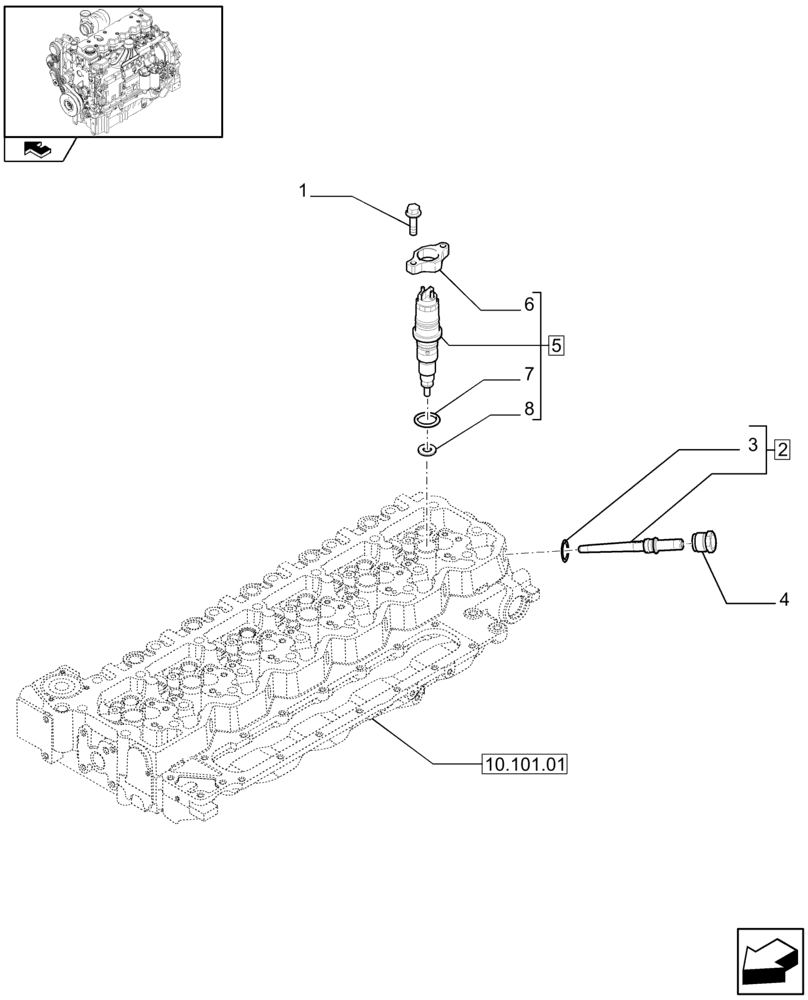 Схема запчастей Case 621F - (10.218.02) - INJECTION EQUIPMENT - INJECTOR (10) - ENGINE