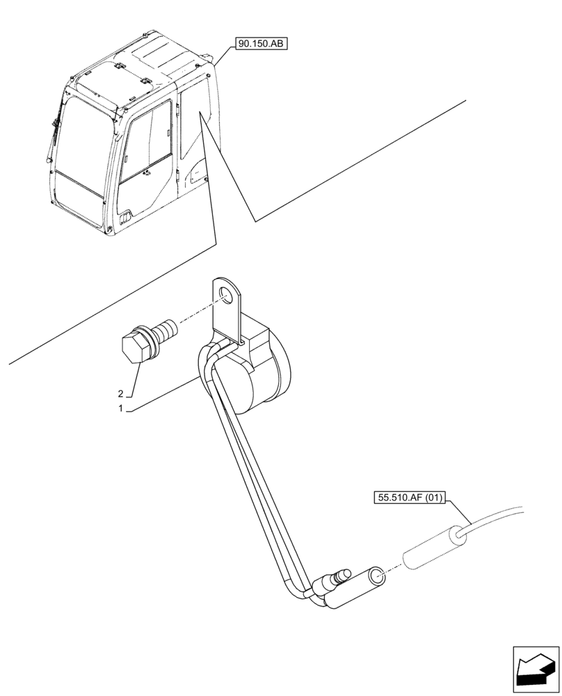 Схема запчастей Case CX130D LC - (55.408.AG[02]) - VAR - 781128 - HORN, QUICK COUPLER (55) - ELECTRICAL SYSTEMS