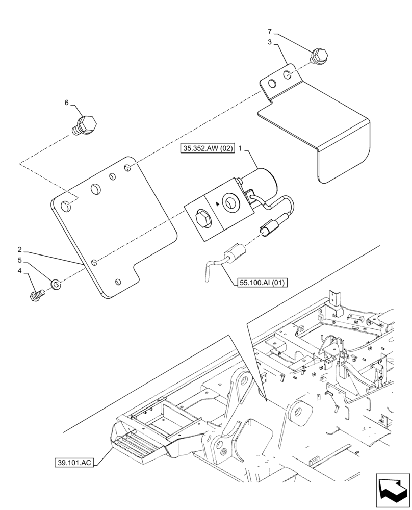 Схема запчастей Case CX130D LC - (35.352.AW[01]) - VAR - 461568 - LOCKOUT SOLENOID VALVE, FREE SWING (35) - HYDRAULIC SYSTEMS