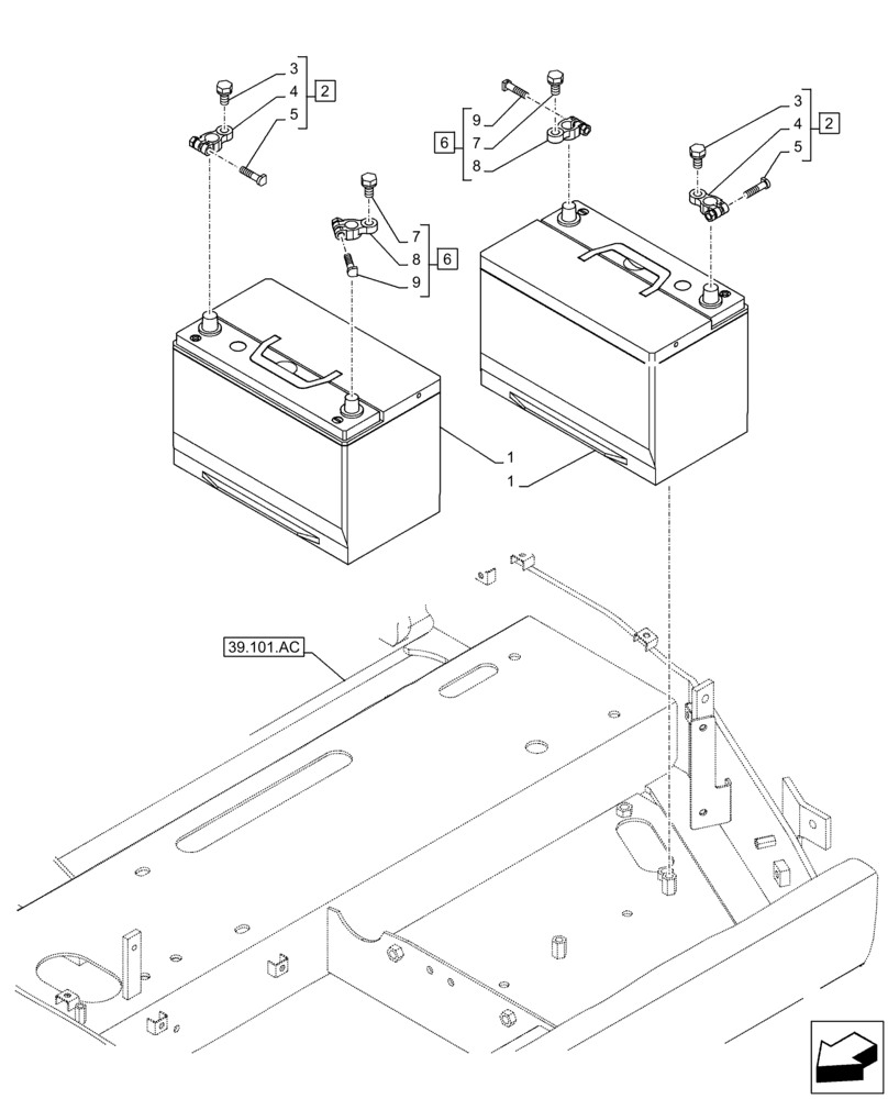 Схема запчастей Case CX160D LC - (55.302.AG) - BATTERY (55) - ELECTRICAL SYSTEMS