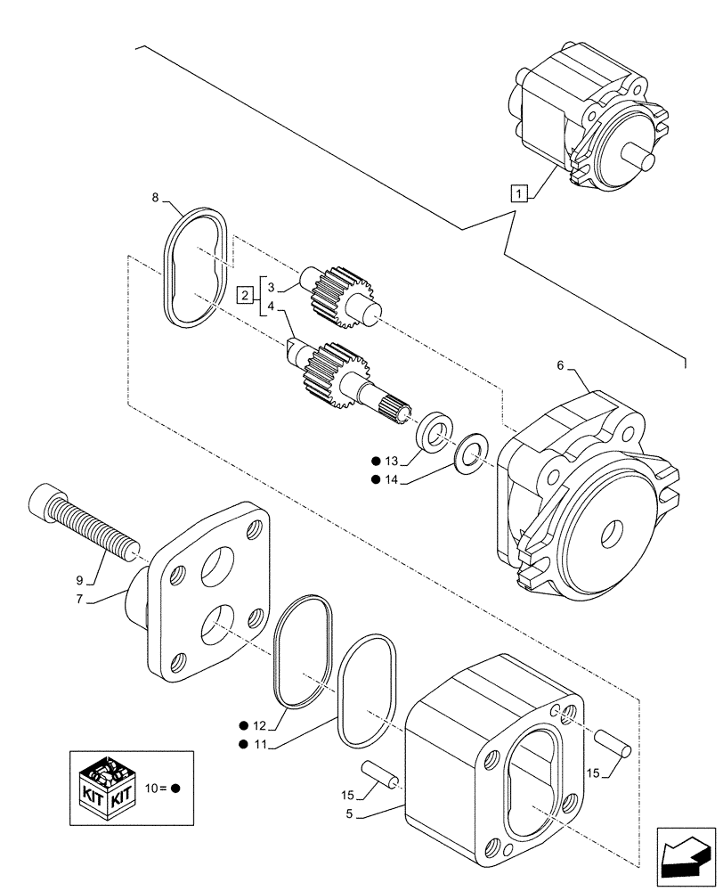 Схема запчастей Case CX130D - (35.104.AA[02]) - HYDRAULIC PUMP, GEAR, COMPONENTS (35) - HYDRAULIC SYSTEMS