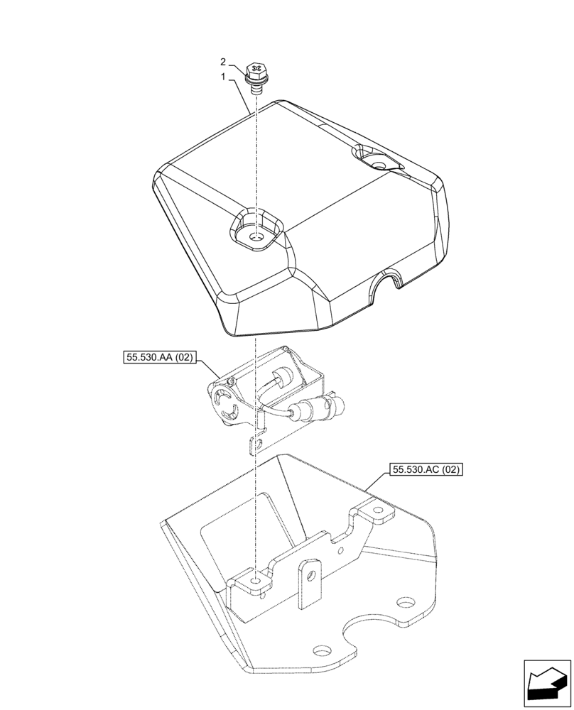 Схема запчастей Case CX130D LC - (55.530.AC[02]) - VAR - 461560, 488038 - SIDE CAMERA, COVER (55) - ELECTRICAL SYSTEMS