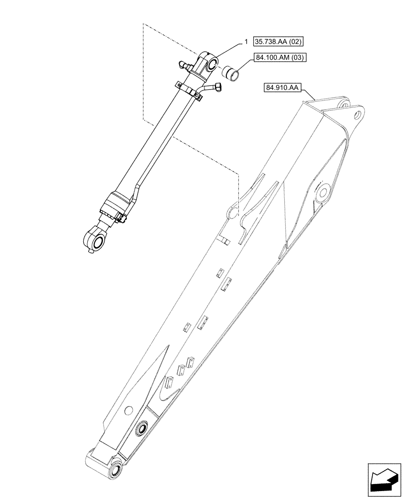 Схема запчастей Case CX160D LC - (35.738.AA[01]) - VAR - 781178 - BUCKET CYLINDER (ARM L=3.0M) (35) - HYDRAULIC SYSTEMS