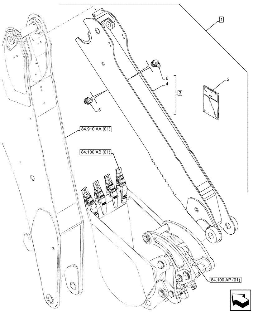 Схема запчастей Case 580N EP - (88.100.84[21]) - DIA KIT, EXTENDABLE DIPPER (88) - ACCESSORIES