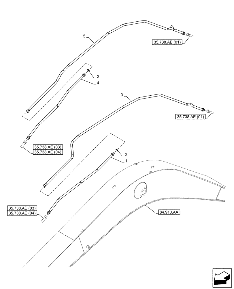 Схема запчастей Case CX160D LC - (35.738.AE[02]) - VAR - 481858 - BUCKET CYLINDER, LINES, BOOM (35) - HYDRAULIC SYSTEMS