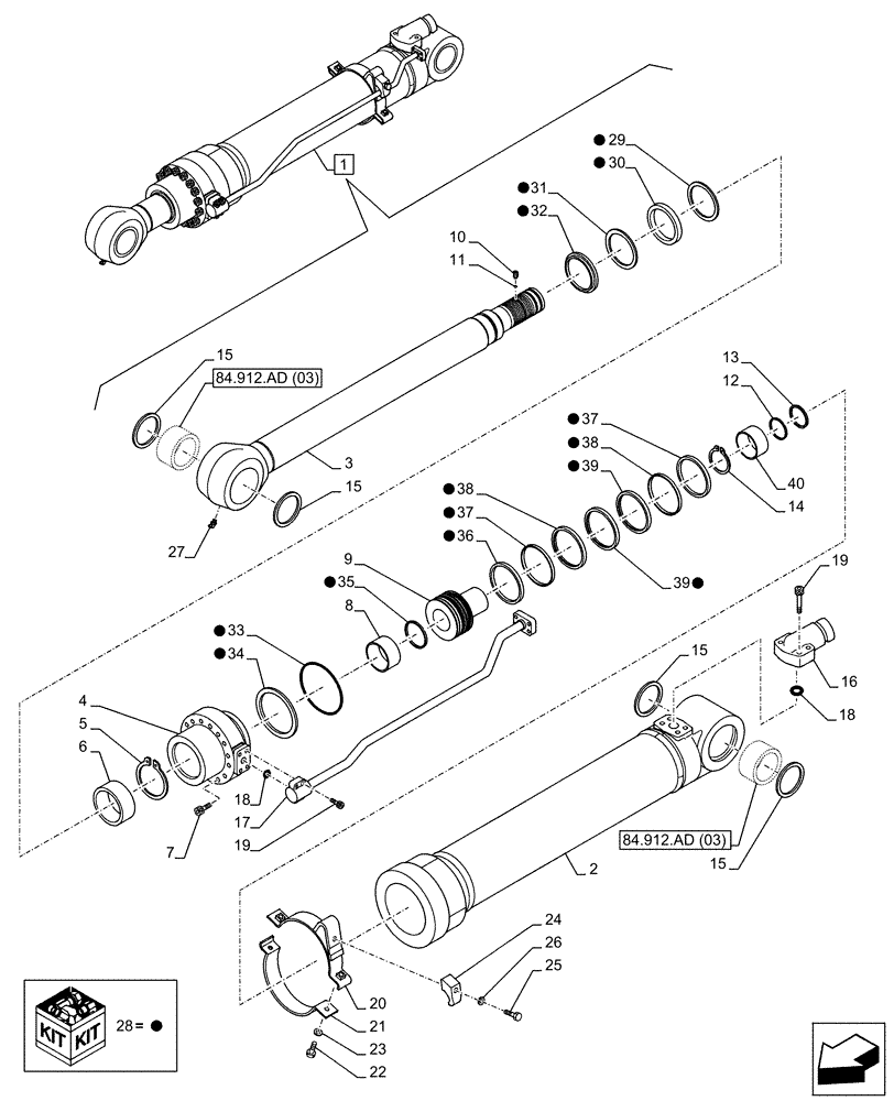 Схема запчастей Case CX160D LC - (35.737.AA[02]) - VAR - 781176, 781178 - ARM, CYLINDER, COMPONENTS (35) - HYDRAULIC SYSTEMS