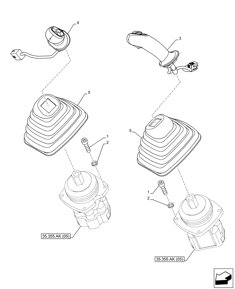 Схема запчастей Case CX130D - (35.355.AK[02]) - VAR - 461863 - JOYSTICK (35) - HYDRAULIC SYSTEMS