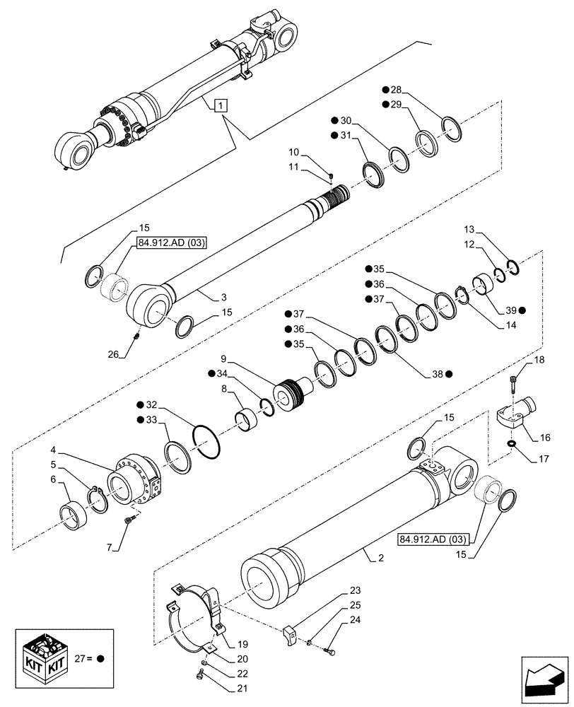 Схема запчастей Case CX160D LC - (35.737.AA[04]) - VAR - 481064 - ARM, CYLINDER, COMPONENTS (35) - HYDRAULIC SYSTEMS