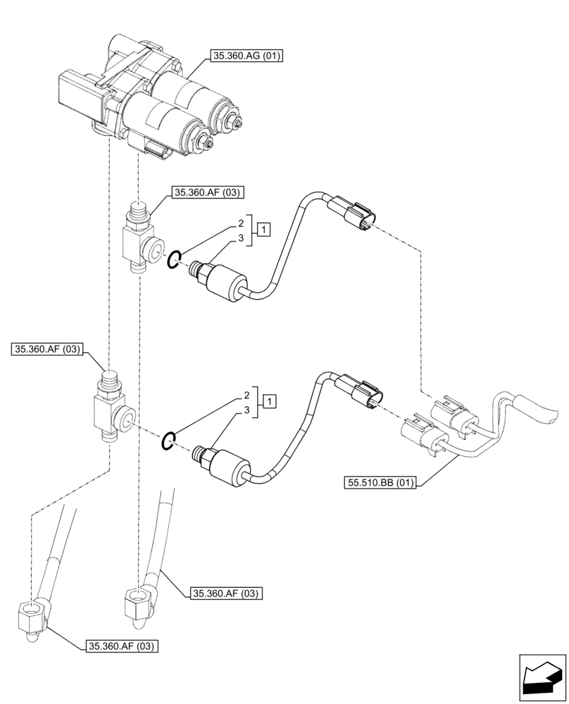 Схема запчастей Case CX160D LC - (55.425.AI) - VAR - 461863 - ROTATION SPEED SENSOR, CLAMSHELL BUCKET, ROTATION, W/ ELECTRICAL PROPORTIONAL CONTROL (55) - ELECTRICAL SYSTEMS