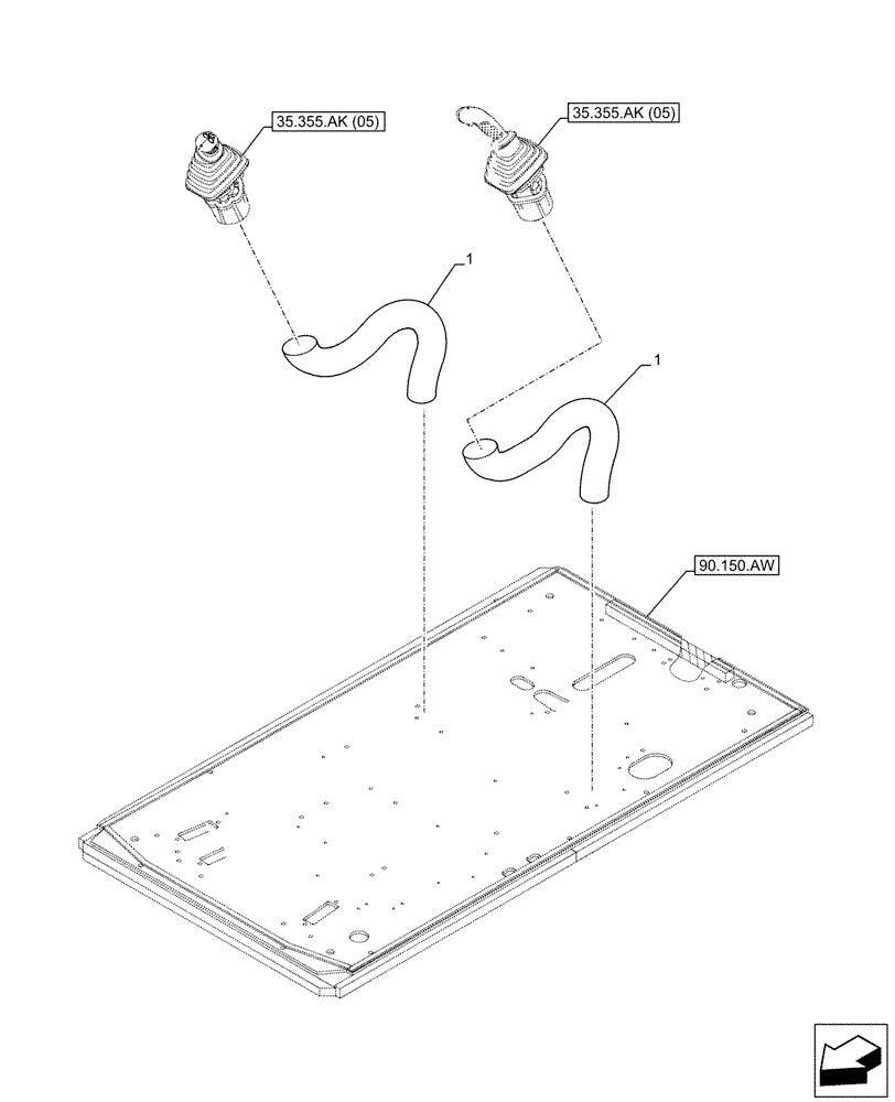 Схема запчастей Case CX130D LC - (35.355.AK[06]) - STD + VAR - 461863, 461868, 461869, 461871 - JOYSTICK, HOSE PROTECTION (35) - HYDRAULIC SYSTEMS