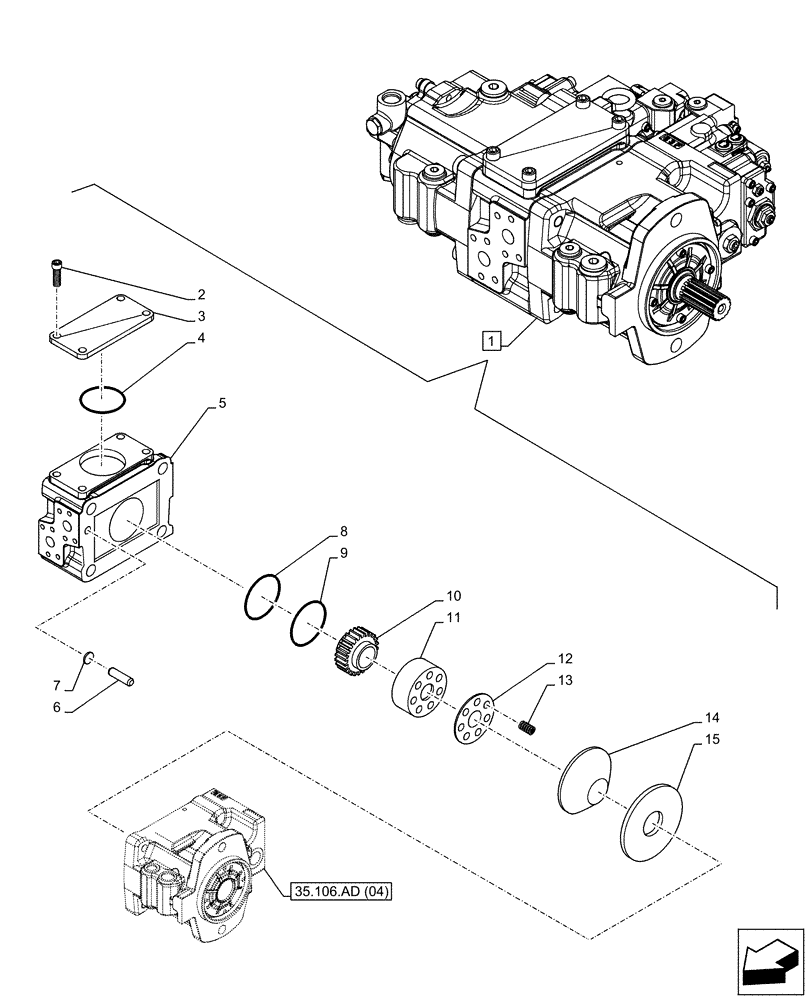 Схема запчастей Case CX130D LC - (35.106.AD[03]) - VARIABLE DELIVERY HYDRAULIC PUMP (35) - HYDRAULIC SYSTEMS