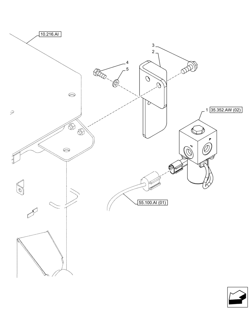 Схема запчастей Case CX160D LC - (35.352.AW[01]) - VAR - 461568 - LOCKOUT SOLENOID VALVE, FREE SWING (35) - HYDRAULIC SYSTEMS