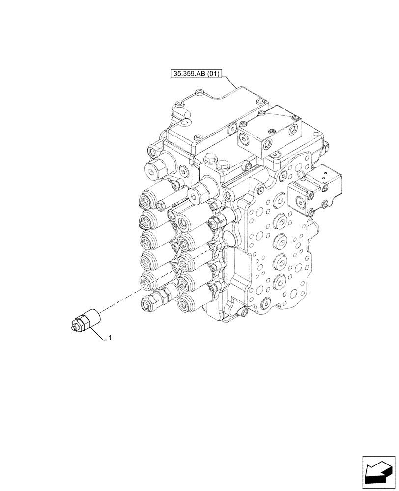 Схема запчастей Case CX130D - (35.359.AY[01]) - VAR - 461561, 461865 - RELIEF VALVE, HAMMER CIRCUIT (35) - HYDRAULIC SYSTEMS