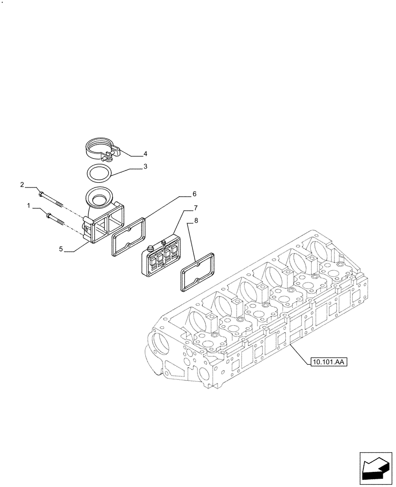 Схема запчастей Case F2CFE614H B005 - (10.254.AM) - INTAKE & EXHAUST MANIFOLD (10) - ENGINE