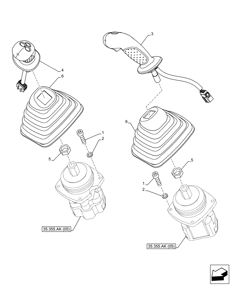 Схема запчастей Case CX130D LC - (35.355.AK[01]) - STD + VAR - 461561, 461571 - JOYSTICK (35) - HYDRAULIC SYSTEMS