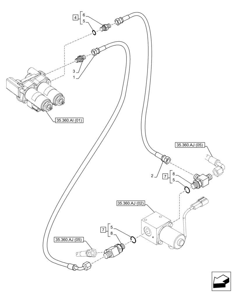 Схема запчастей Case CX160D LC - (35.360.AJ[04]) - VAR - 461871 - HAMMER, SHEARS, SOLENOID VALVE, LINES, W/ELECTRICAL PROPORTIONAL CONTROL (35) - HYDRAULIC SYSTEMS