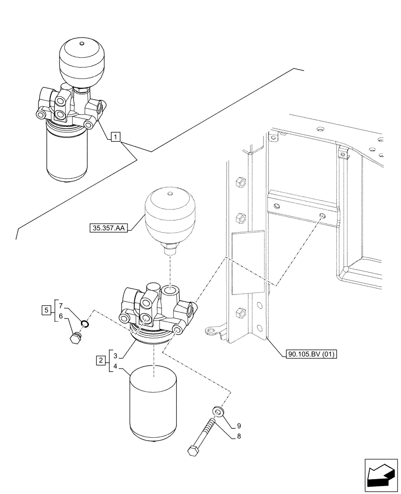 Схема запчастей Case CX130D LC - (35.300.AN[02]) - HYDRAULIC SYSTEM, OIL FILTER (35) - HYDRAULIC SYSTEMS