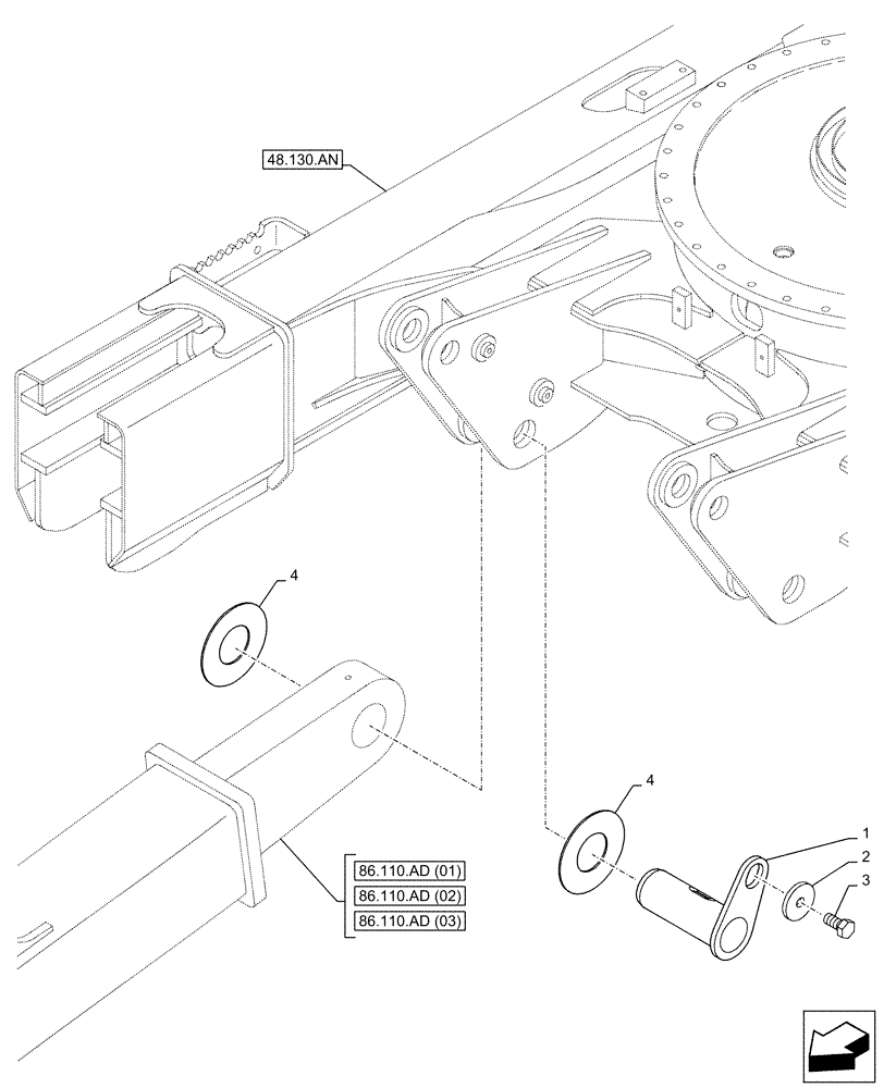 Схема запчастей Case CX130D - (86.110.AE[03]) - VAR - 956000, 956001, 956005 - PIN, BLADE (86) - DOZER