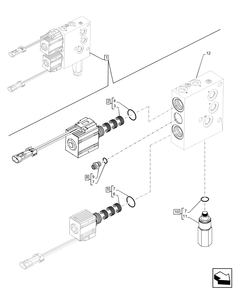 Схема запчастей Case 570N EP - (35.525.AI[02]) - VAR - 423049 - FRONT LOADER COUPLER VALVE (35) - HYDRAULIC SYSTEMS