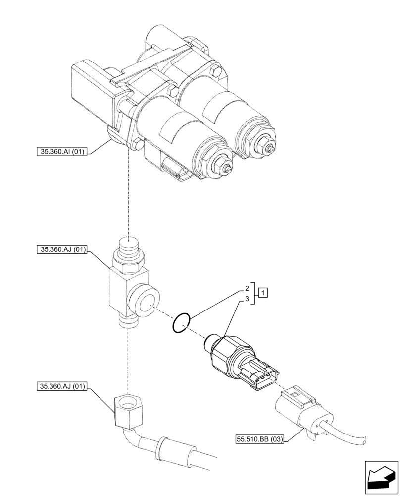 Схема запчастей Case CX130D LC - (55.425.AT[01]) - VAR - 461865 - HAMMER CIRCUIT, PRESSURE SENSOR, W/ELECTRICAL PROPORTIONAL CONTROL (55) - ELECTRICAL SYSTEMS