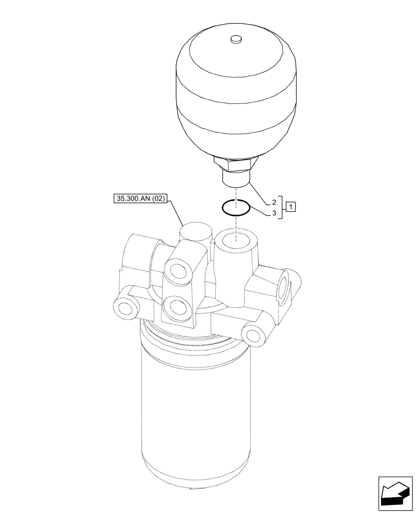 Схема запчастей Case CX130D - (35.357.AA) - PILOT ACCUMULATOR (35) - HYDRAULIC SYSTEMS
