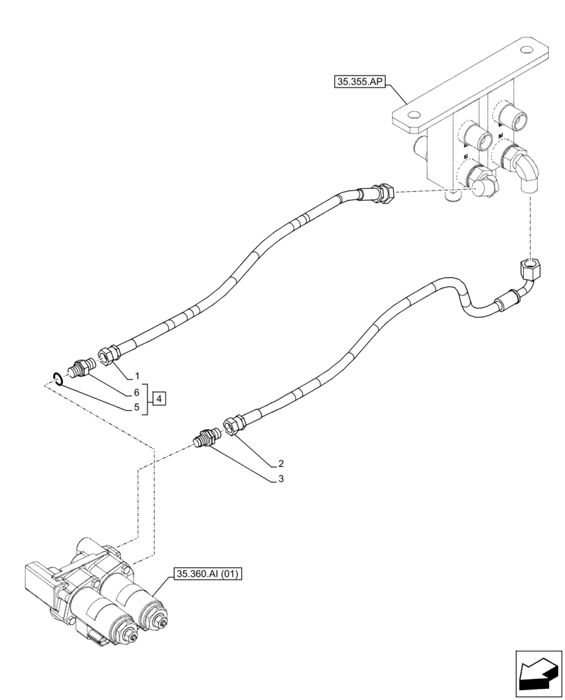 Схема запчастей Case CX130D - (35.360.AJ[02]) - VAR - 461865 - HAMMER CIRCUIT, SOLENOID VALVE, LINES, W/ ELECTRICAL PROPORTIONAL CONTROL (35) - HYDRAULIC SYSTEMS