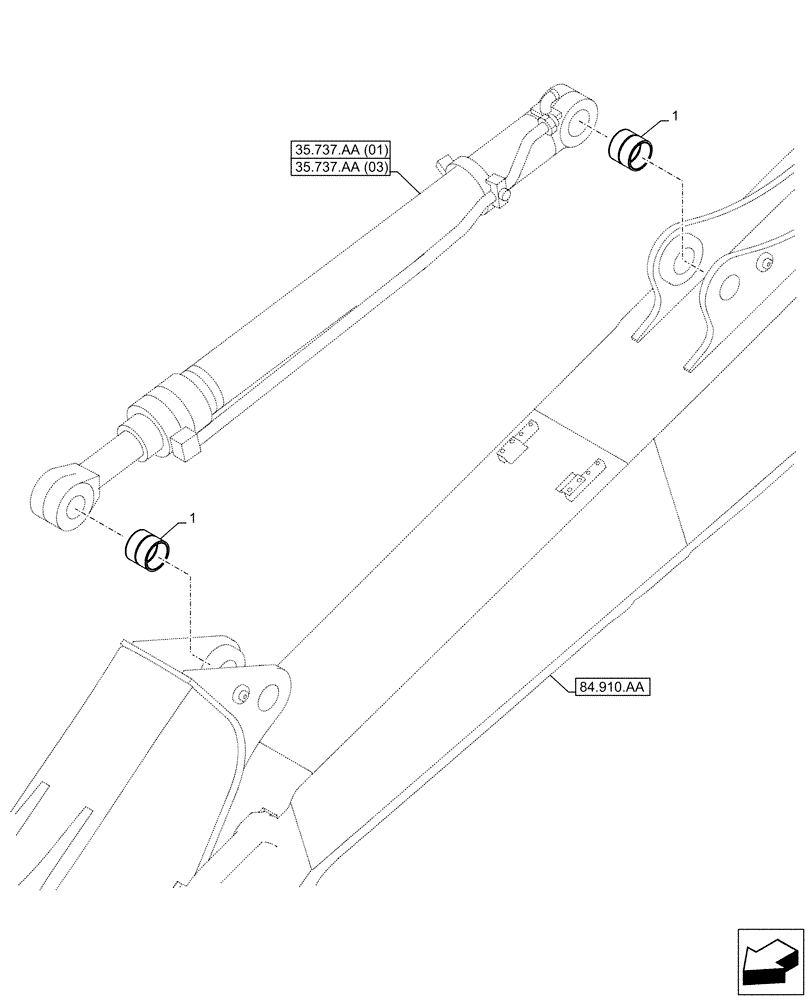 Схема запчастей Case CX160D LC - (84.912.AD[03]) - VAR - 781176, 781178, 481064 - ARM, CYLINDER, BUSHING, SAFETY VALVE (84) - BOOMS, DIPPERS & BUCKETS