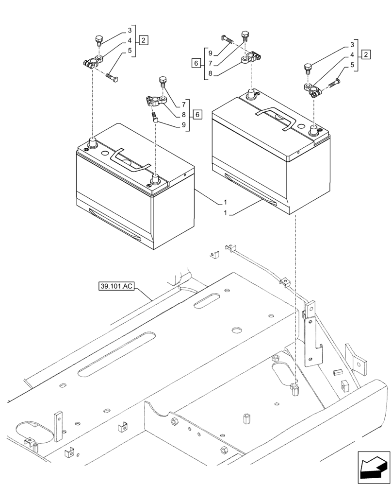 Схема запчастей Case CX130D LC - (55.302.AG) - BATTERY (55) - ELECTRICAL SYSTEMS