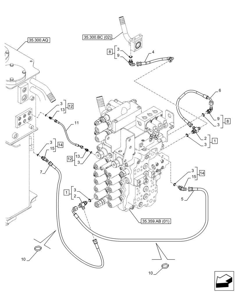 Схема запчастей Case CX160D LC - (35.359.AE) - CONTROL VALVE LINE (35) - HYDRAULIC SYSTEMS