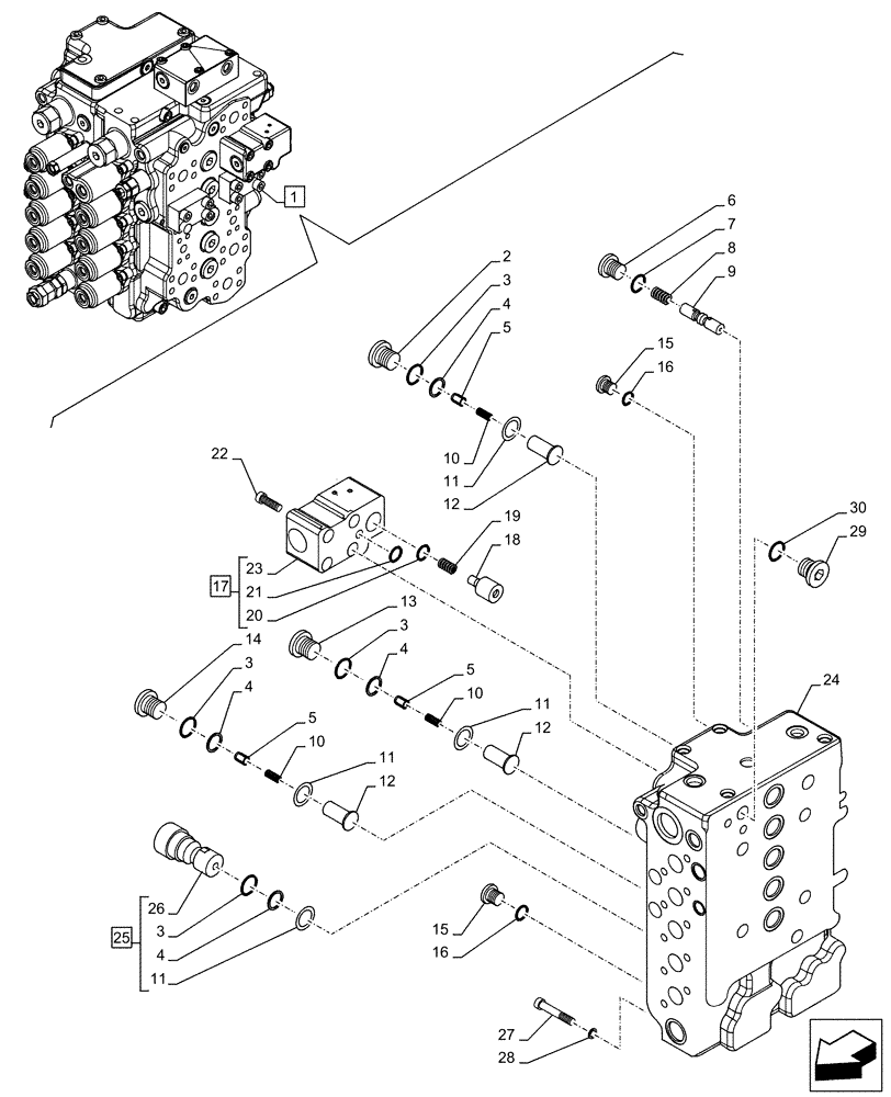 Схема запчастей Case CX160D LC - (35.359.AB[02]) - CONTROL VALVE, COMPONENTS (35) - HYDRAULIC SYSTEMS