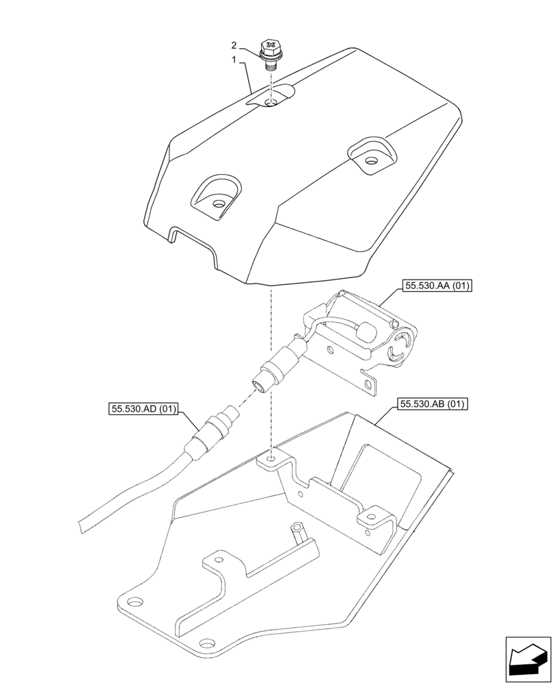 Схема запчастей Case CX130D LC - (55.530.AC[01]) - VAR - 461504, 488037 - REAR VIEW CAMERA, COVER (55) - ELECTRICAL SYSTEMS