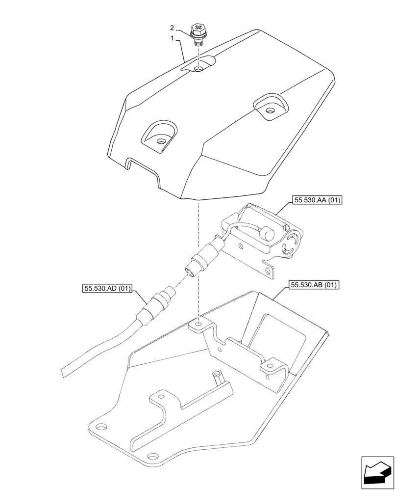 Схема запчастей Case CX160D LC - (55.530.AC[01]) - VAR - 461504, 488037 - REAR VIEW CAMERA, COVER (55) - ELECTRICAL SYSTEMS