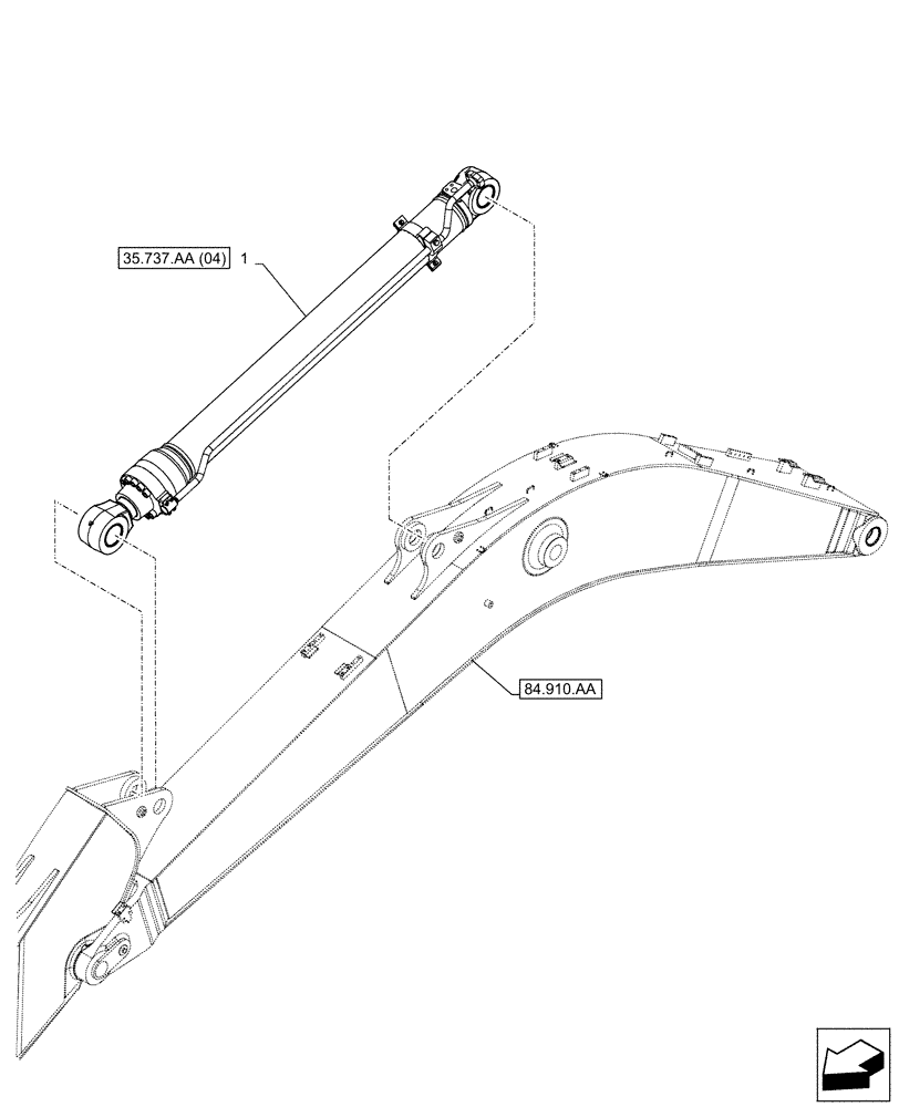 Схема запчастей Case CX130D - (35.737.AA[03]) - VAR - 481064 - ARM, CYLINDER (35) - HYDRAULIC SYSTEMS