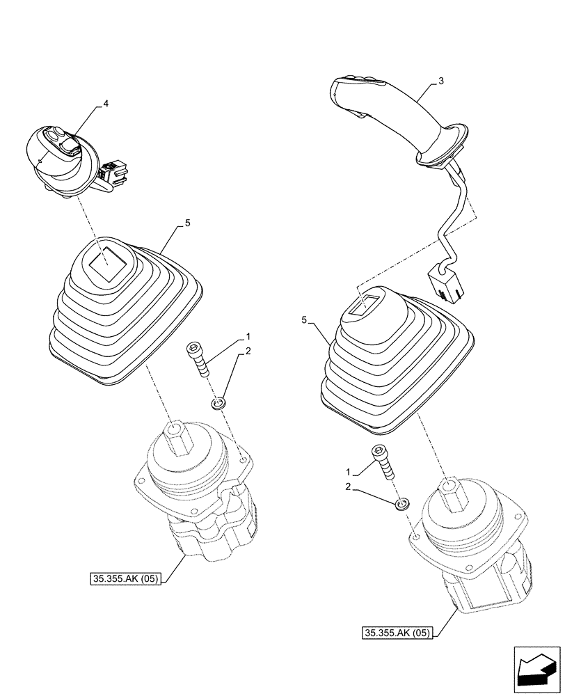 Схема запчастей Case CX130D - (35.355.AK[04]) - VAR - 461865, 461868, 461869, 461871 - JOYSTICK (35) - HYDRAULIC SYSTEMS